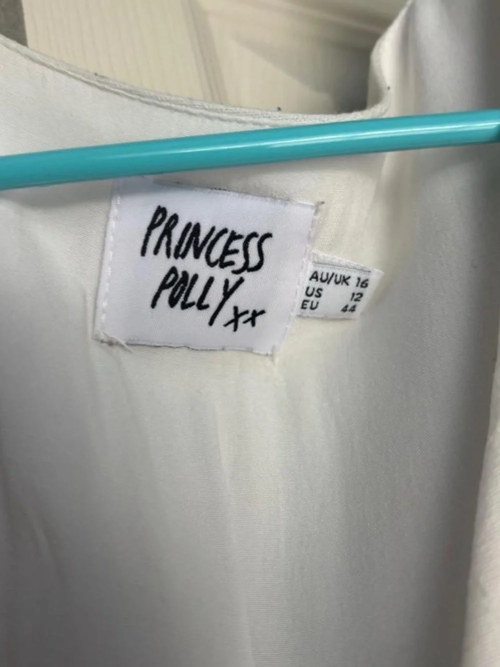 Princess Polly White Blouse with Black Logo Tag
